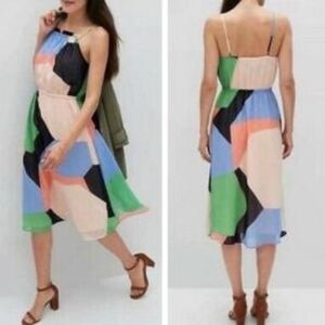 Colorful Geometric Print Midi Dress